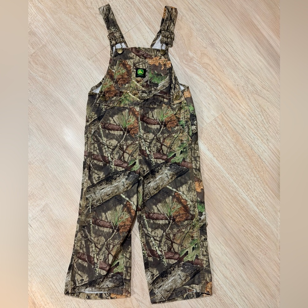 John Deere Kids' Camouflage Overalls in Brown and Green